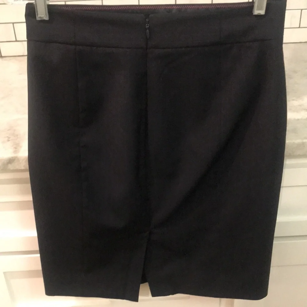 J Crew Wool Pinstripe Skirt Womens 0 Black Gray Straight Pencil Classic Business